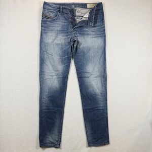Diesel Jeans Mens 33x34 D-Bazer Tapered Blue Stretch‎ Denim Distressed